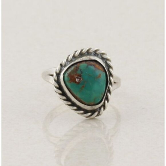 Sterling Silver Green Turquoise Ring Size 6 - Picture 1 of 6